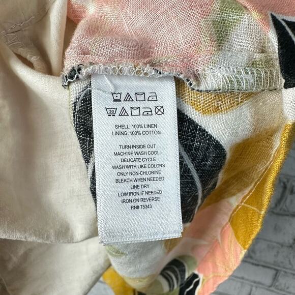 Rachel Zoe Dress 100% Linen Floral Mini Sleeveless Swing Pleated V Neck S - Picture 5 of 7